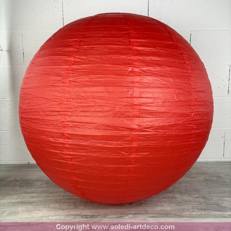 2 Maxi-Lampions, große Kugeln, Weiß und Rot, Durchmesser 80 cm, japanische Laterne, Deko für Hochzeit, Valentinstag