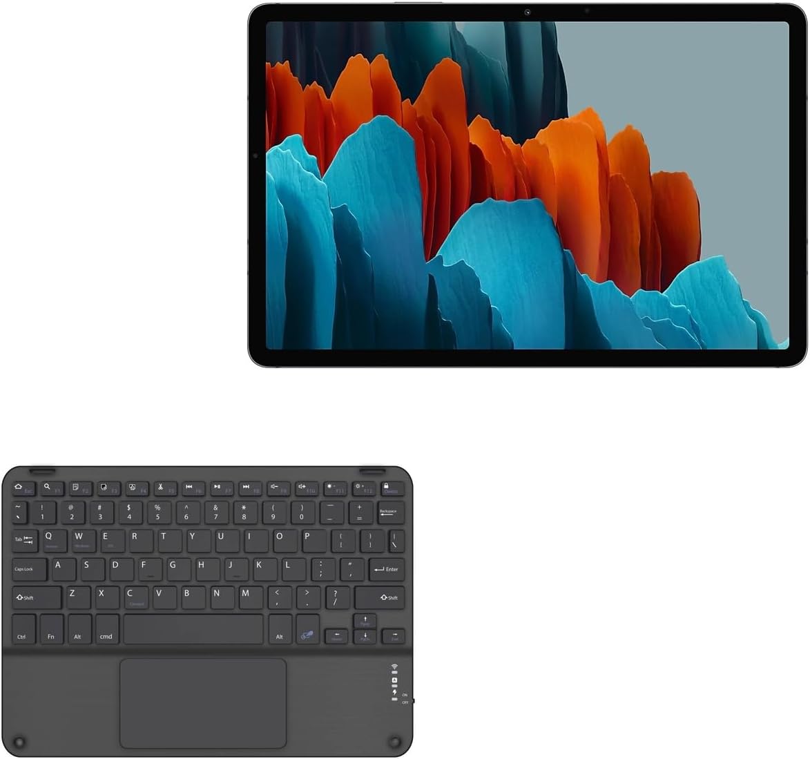 BoxWave Keyboard Compatible with Samsung Galaxy Tab S7+ - SlimKeys Bluetooth Keyboard with Trackpad, Portable Slim TouchPad - Jet Black