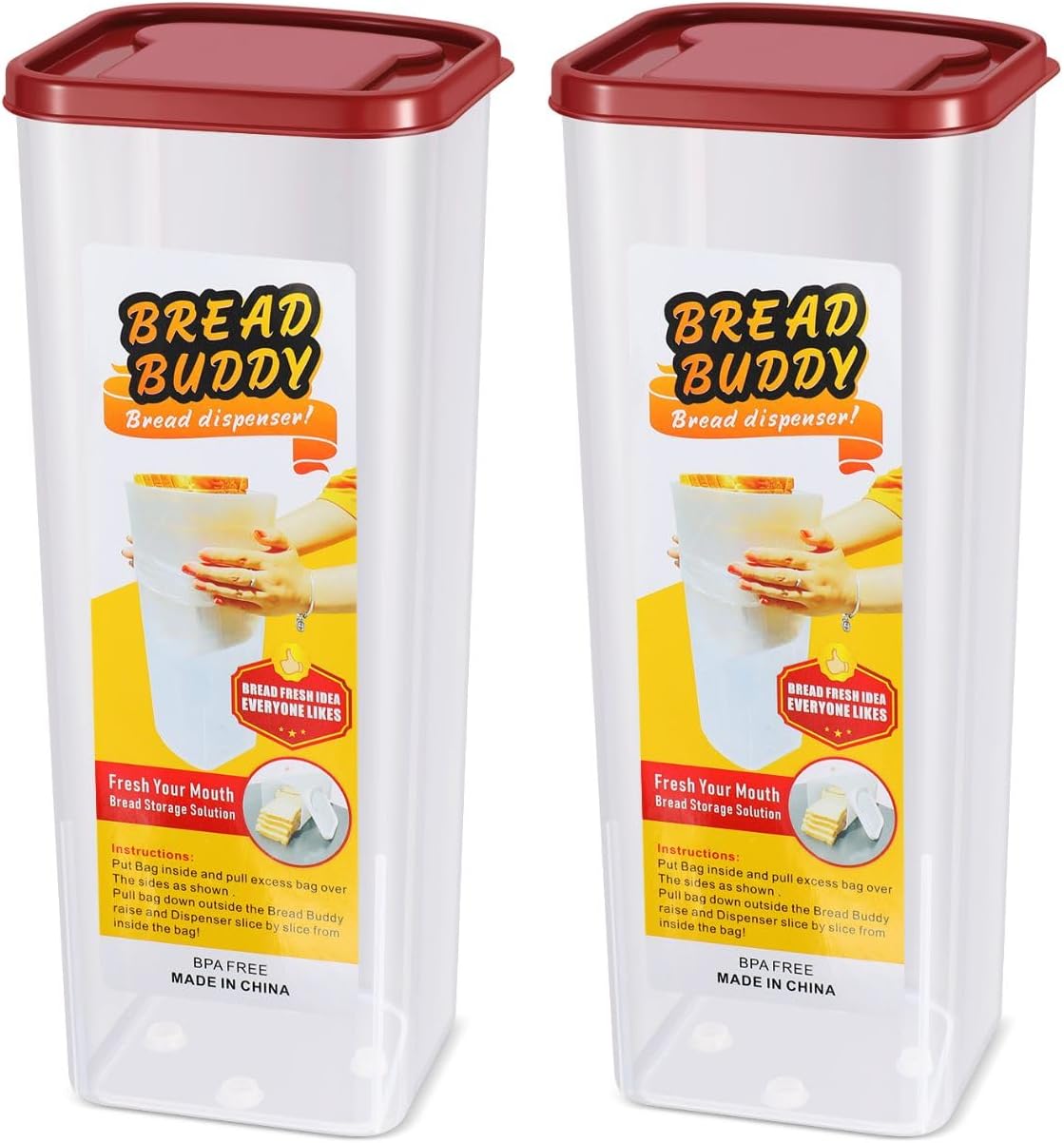 Flexzion Airtight Bread Container with Lid Bread Loaf