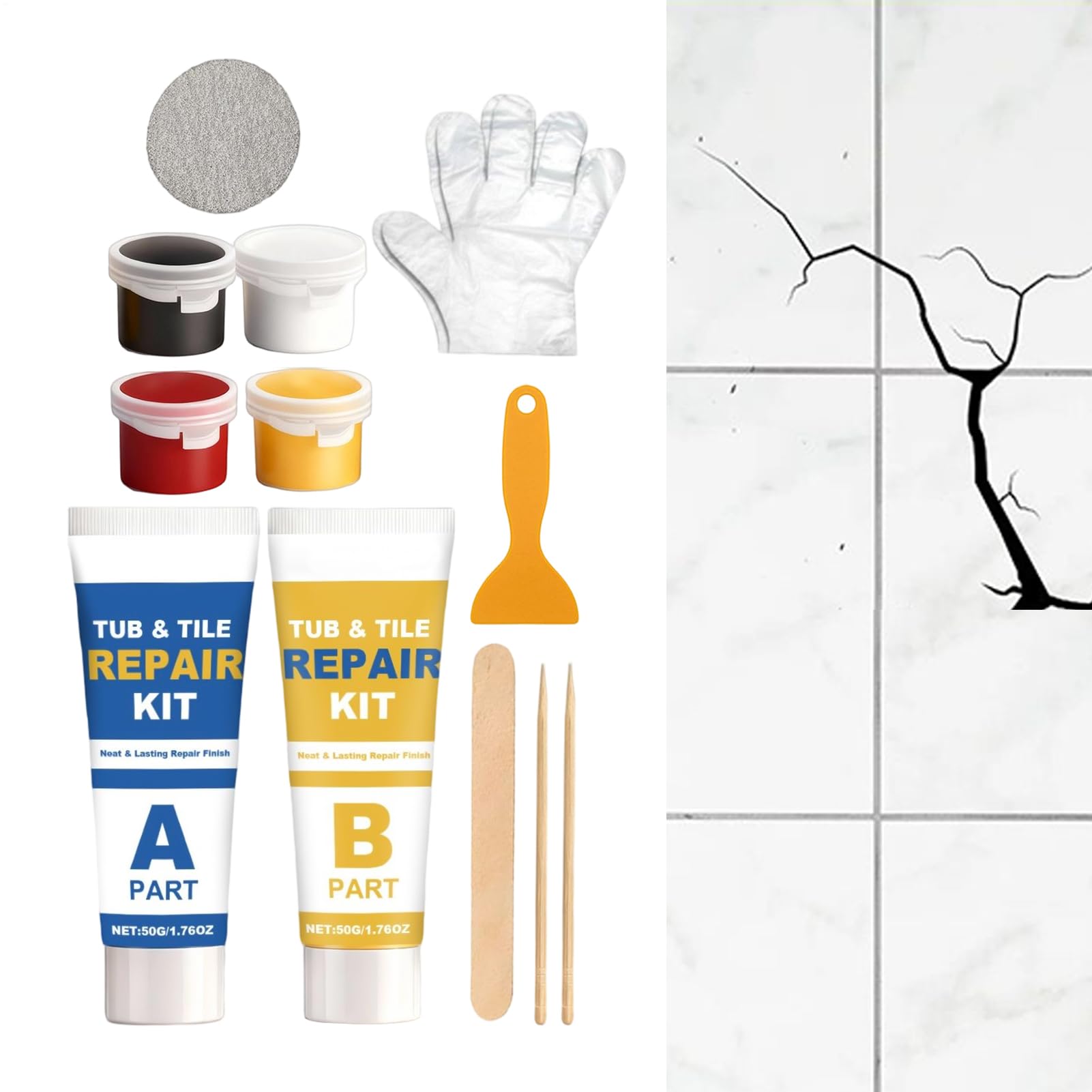 Ceramic Tile Repair Kit | Waterproof Fix Sealant - Ceramic Porcelain Repair Kit,for Bathtub Bathroom Kitchen Counter Floor Pool Toilet