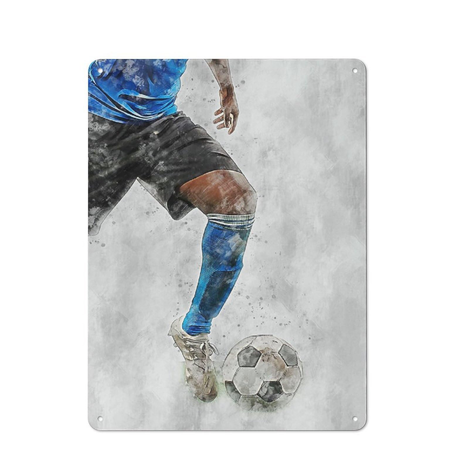 Junmoney Style-8 Workshop Style Football 1 Decorative Metal Plaque 40X30cm, Workshop Wall Decor For Garage, Hobby Room, Office Or Man Cave
