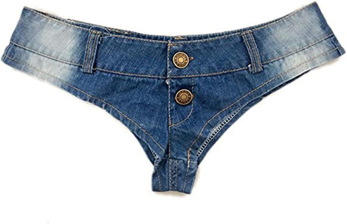 Women's Denim Thong Cheeky Jeans Shorts Low Rise Mini Hot Jeans