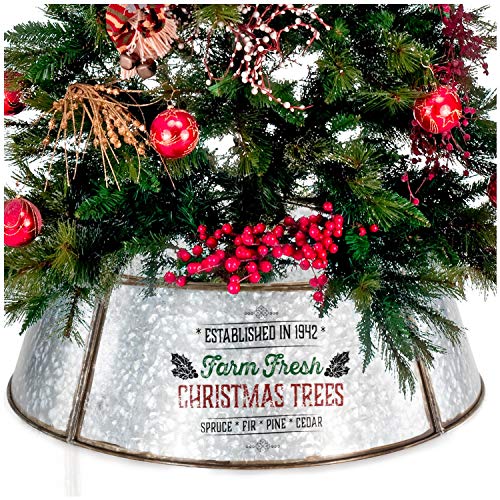 KIBAGA Farmhouse Christmas Tree Collar - Authentic Easy Set Up 30" Tree Ring/Tree