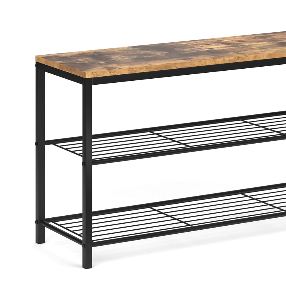 Vicco Banco para Zapatos Fyrk, Madera Antigua, 100 x 51.5 cm | con dos niveles de almacenamiento para una organización clara de los zapatos