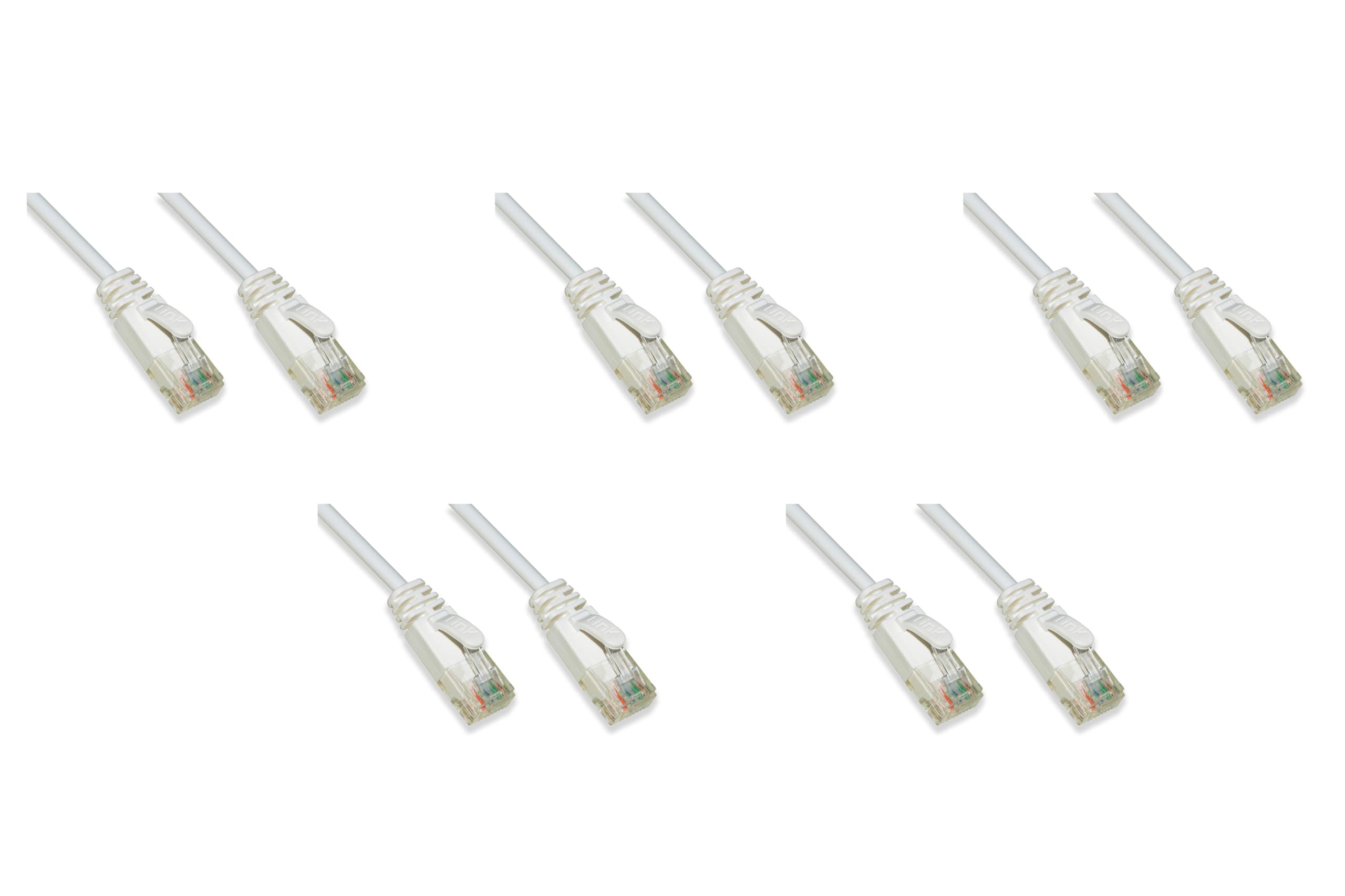LINK LK6U100WS05 - cable red categoría 6 no apantallado utp color blanco halogenfree mt 10 slim paquete de 5 unidades