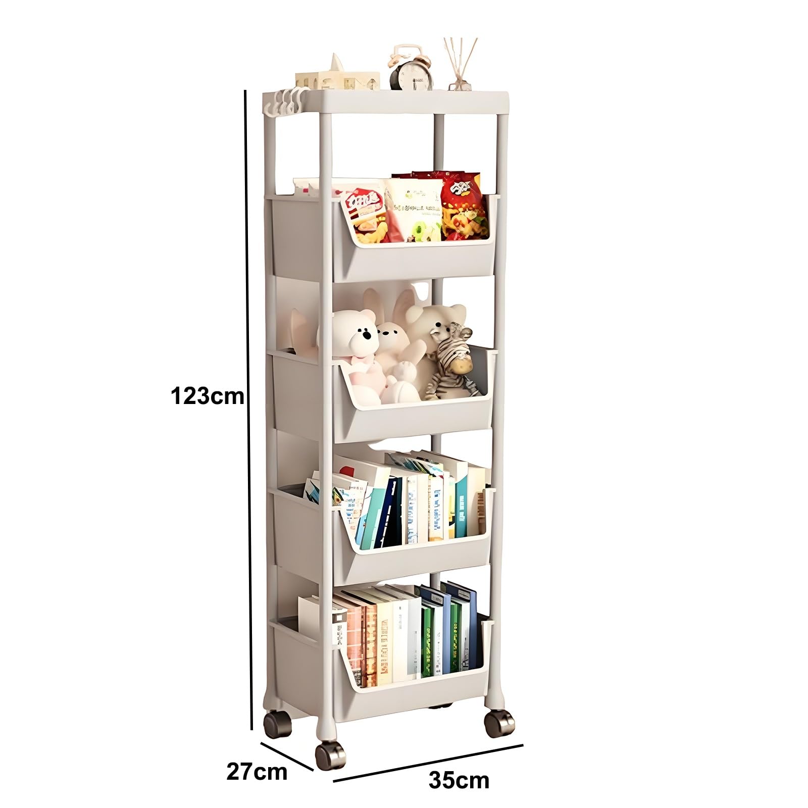 3/4/5 Niveles Carro Almacenaje con Ruedas, Carrito Almacenaje, Carrito Auxiliar Baño, Material Plástico, Estante Extraíble con Ruedas, for Dormitorio, Cocina, Cuarto de Lavado