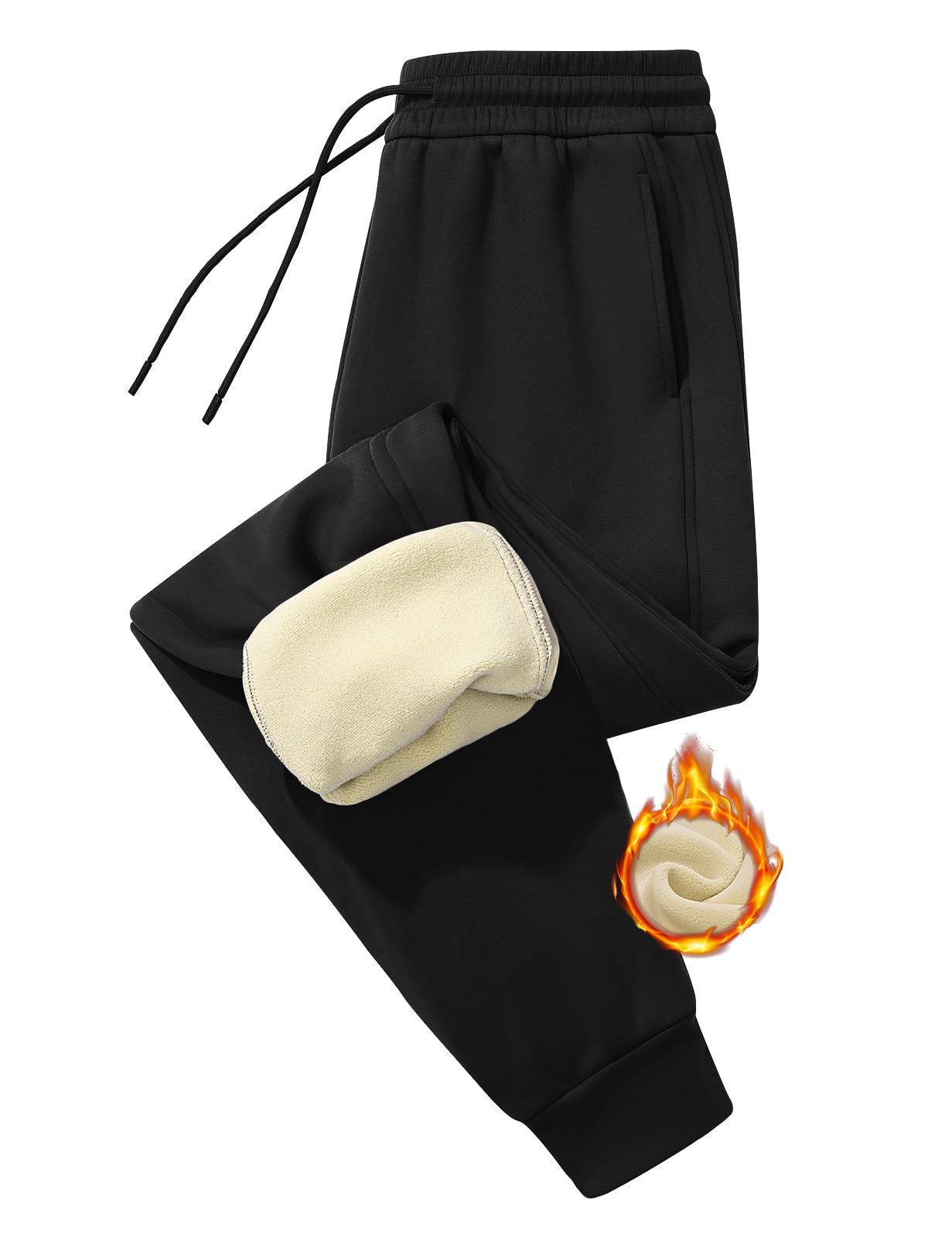 PASUDA Pantaloni Tuta Donna in Pile Invernali Sherpa Foderati Pantaloni da Jogging Donna Caldi Elastico Vita Alta Pantaloni Casual Pantaloni Sportivi da Jogger con Coulisse e Tasche