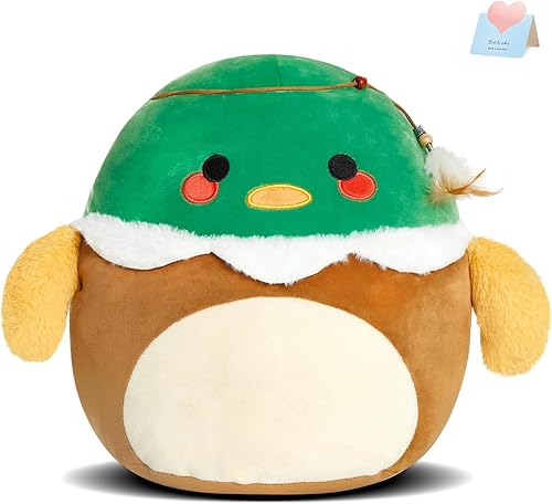 Almohada de pato de 12 pulgadas de felpa, juguetes de peluche suaves con tocado de plumas, pato Mallard, regalo de colección para niños, niñas, niños