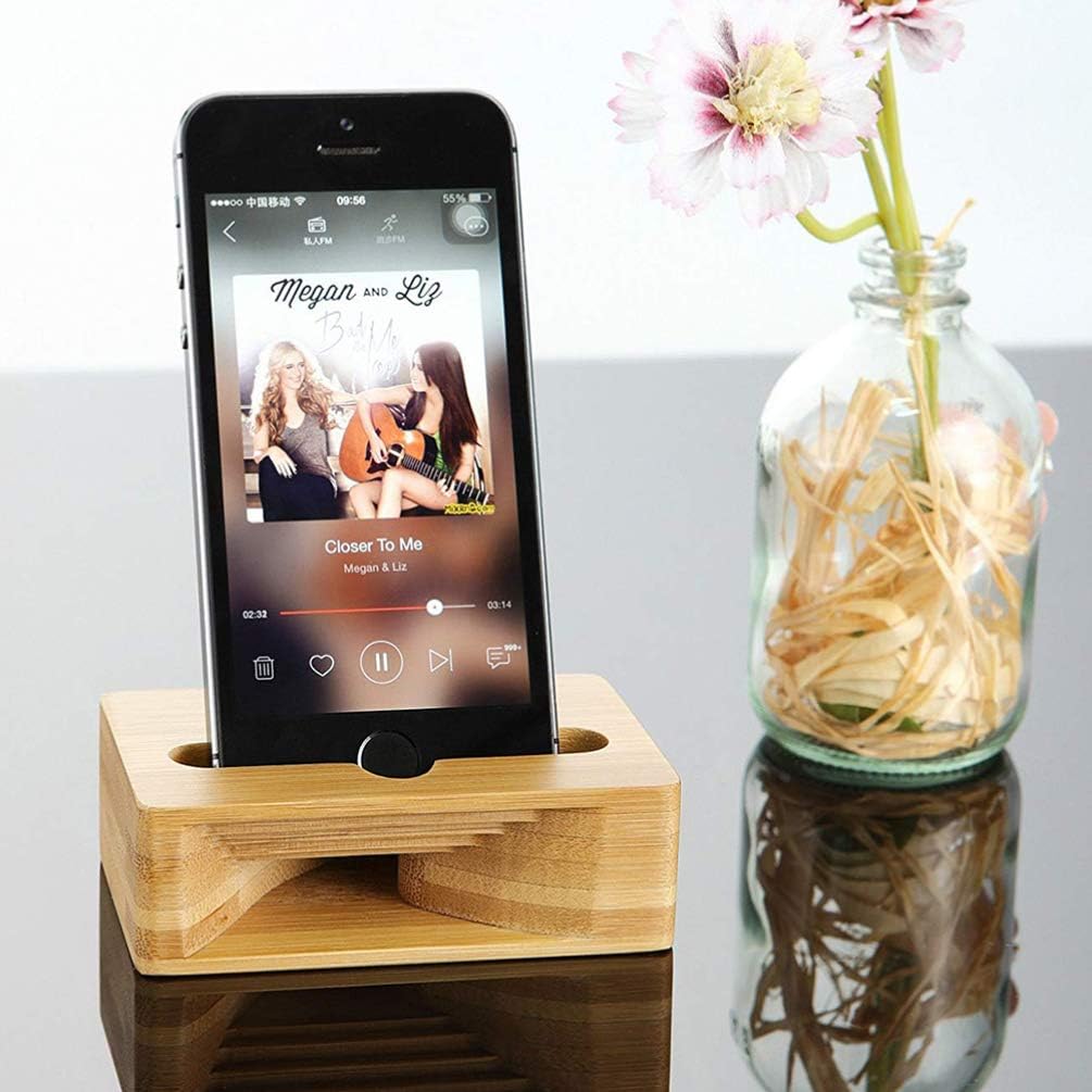 TOYANDONA Wood Phone Holder with Sound Amplifier Bamboo Desktop Mobile Phone Holder Eco Cellphone Bracket Cradle for Watching Video Desk Organization - Image 4
