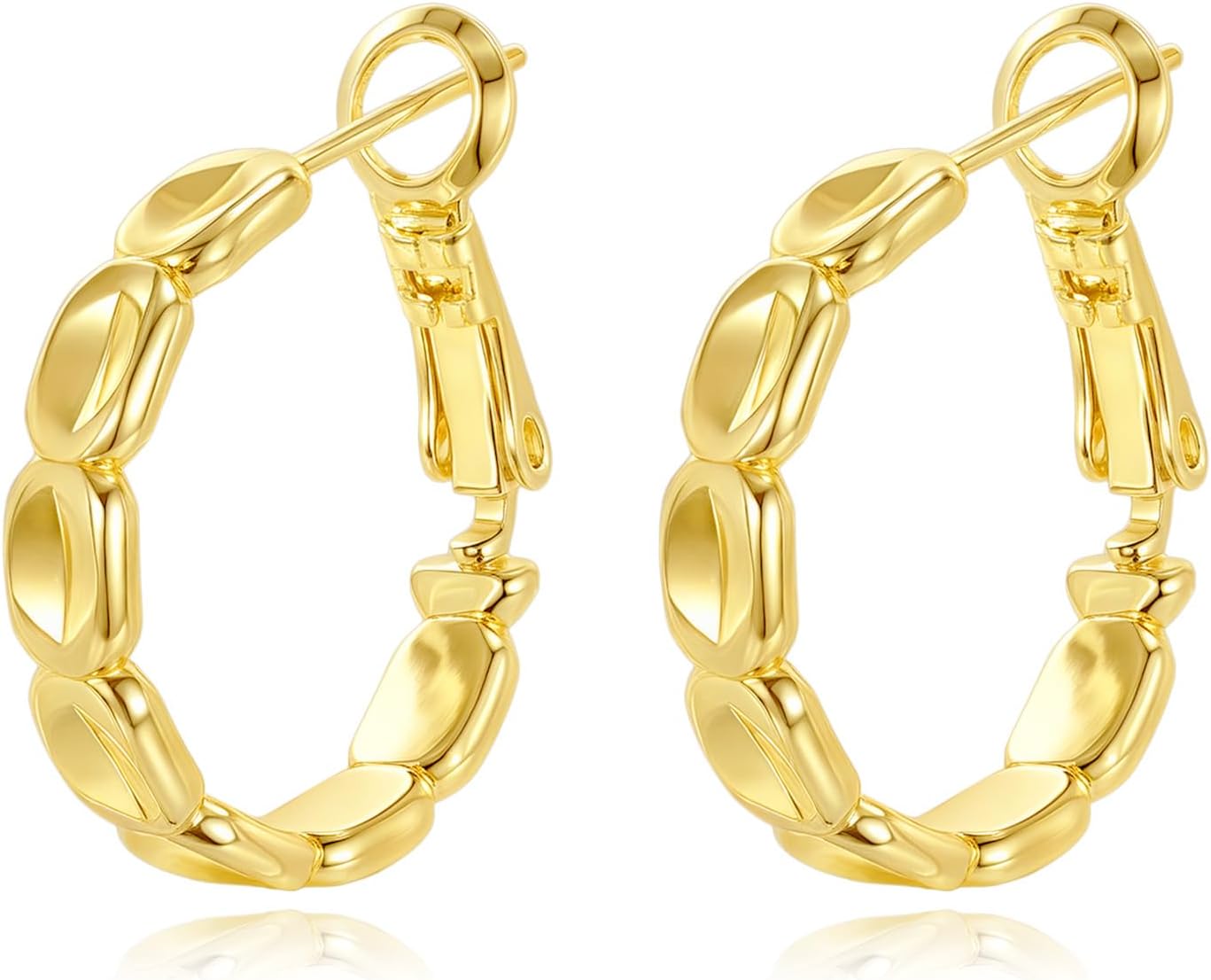 14K Gold Textured Hoop Earring for Women, 20/30mm Texture Gold Earrings Classic Round Hoop Earrings, Gold Jewelry Gift for Women Her