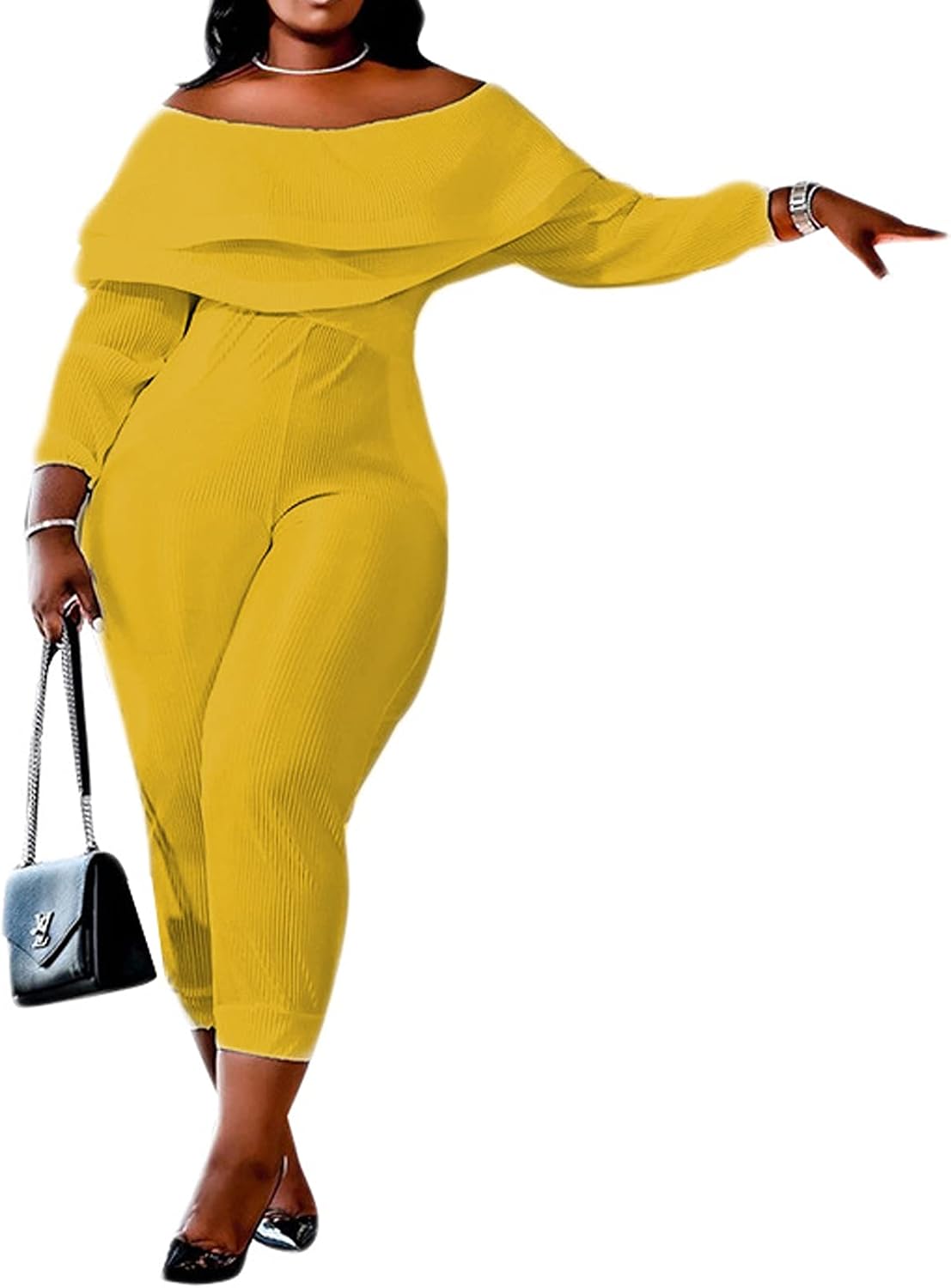 Sexy Ruffled Jumpsuits Solid Wide Leg 