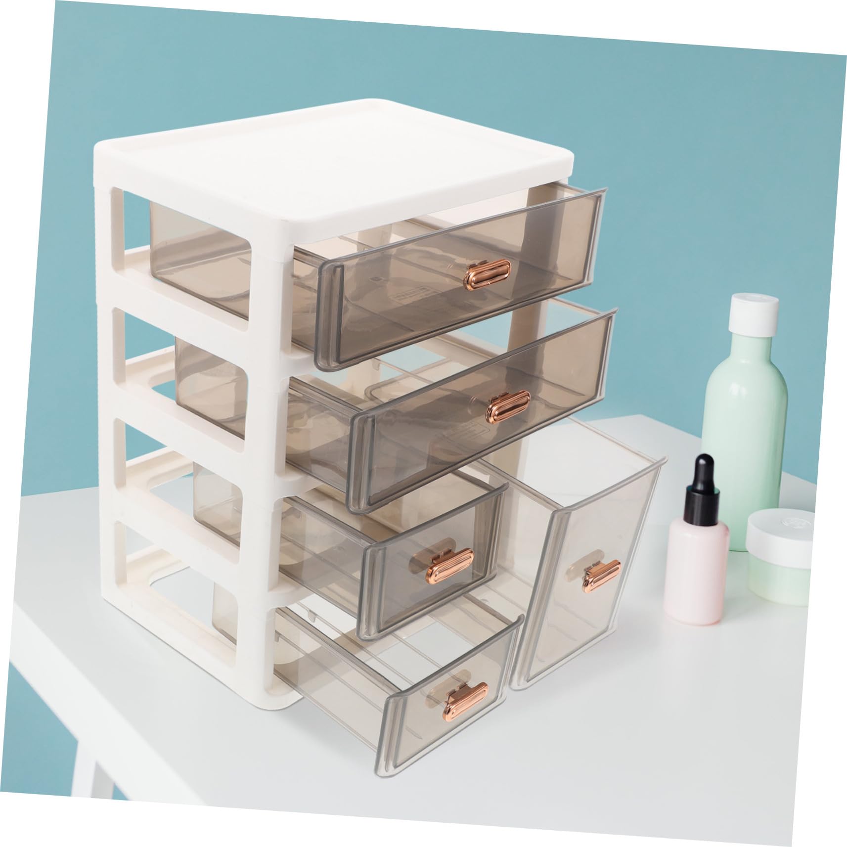 Organizador de Escritorio Transparente con Apilables Caja de Almacenaje Plástico para Maquillaje y Oficina Organizador Multifuncional para Hogar y Estudio