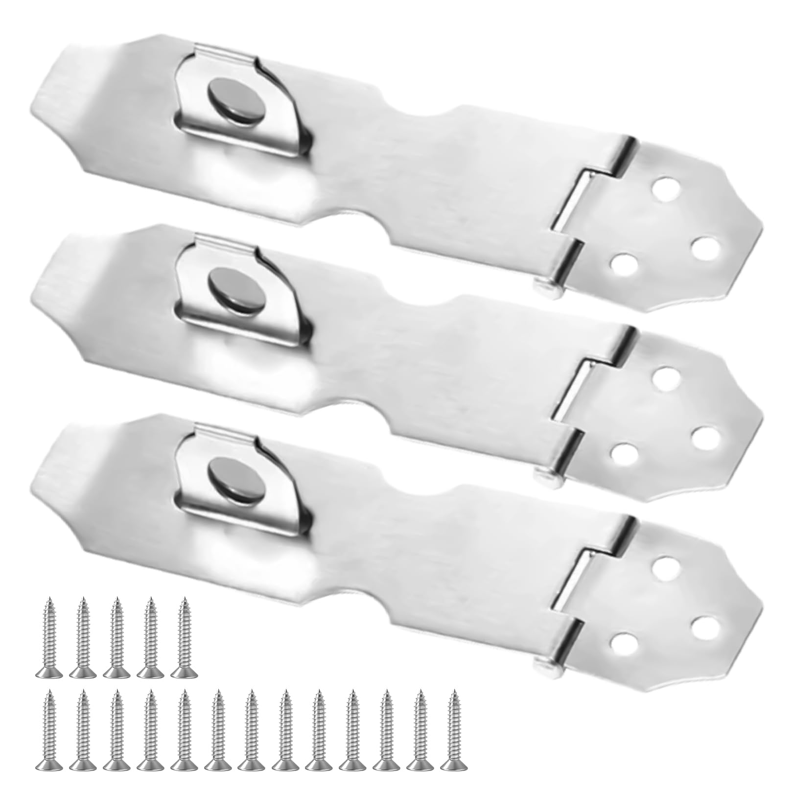 3 Pcs Stainless Steel Hasp and Staple Latch Lock Hasp and Staple with Padlock Padlock Hasp Padlock Latch for Internal External Door, Window, Cupboard, Pet Cage, Crate, Locking Hardware Accessories