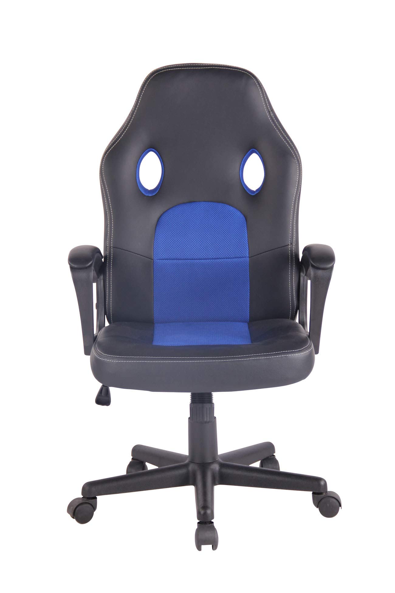 CLP Sedia Gaming Ufficio Elbing in Similpelle I Poltrona Racing Scrivania con Braccioli E Rotelle I Poltrona Ergonomica, Colore:Nero/Blu
