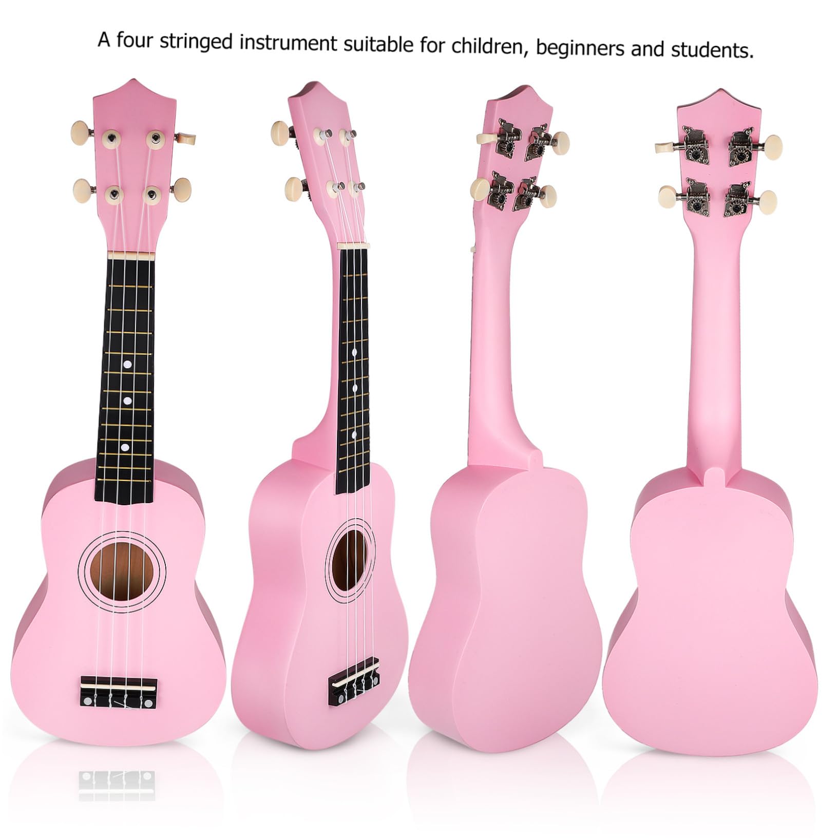 Ukelele Rosa de 21 Pulgadas para Principiantes, Kit Completo
