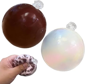 2 Pack Wax Cracking Squishy Balls, ASMR Crunchy Chocolate Rainbow Fidgets