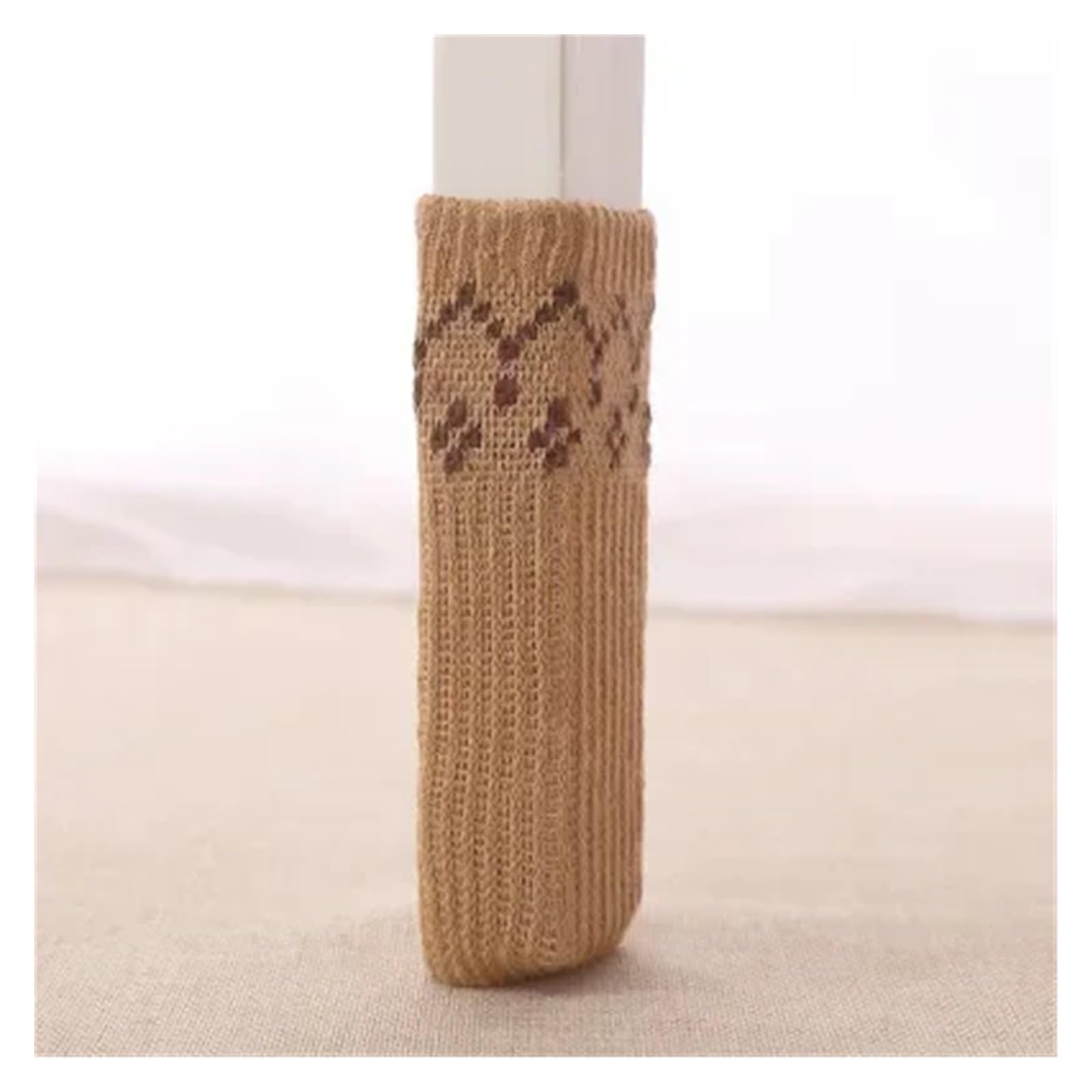 Knitted Table And Chair Leg Covers 24PCS Knitted Chair Leg Socks Furniture Table Feet Leg Floor Protectors Covers Floor Protection Pads Moving Noise Reduction(Khaki)
