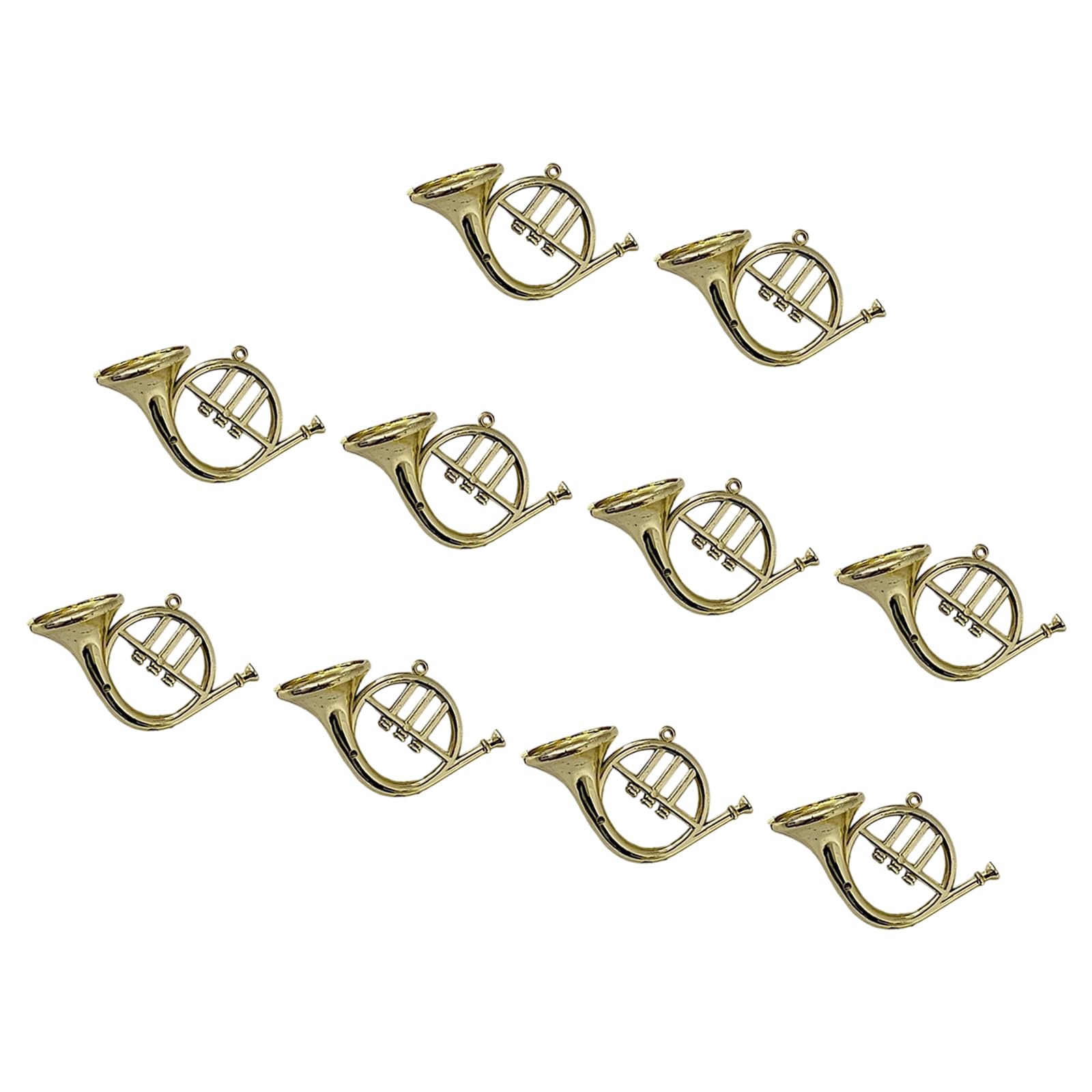 10Pcs Miniature Trumpets Pendant Musical Instrument Theme Ornament for Christmas Tree Decoration Backpacks Charm Music Lover Gifts