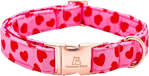 Lionheart glory Collar para el día de San Valentín, collares de perro con corazones rojos para perros medianos y lindos, regalo para mascotas,