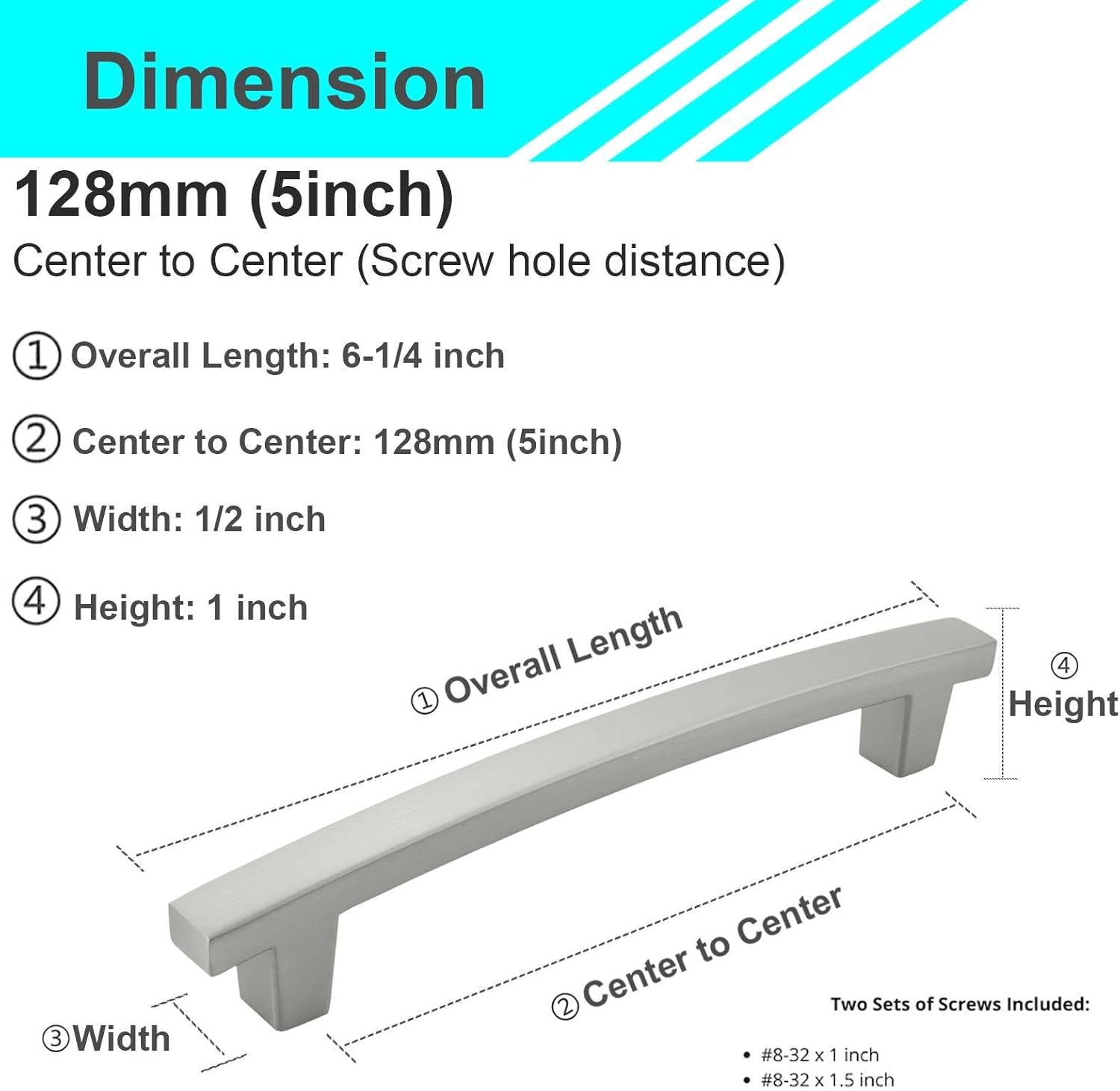 Modket 25 Pack Brushed Nickel Cabinet Pulls 5 Inch(128mm) Hole Center Cabinet Pulls Hardware Kitchen Cabinet Handles for Bathroom Drawer Pulls Dresser Pulls