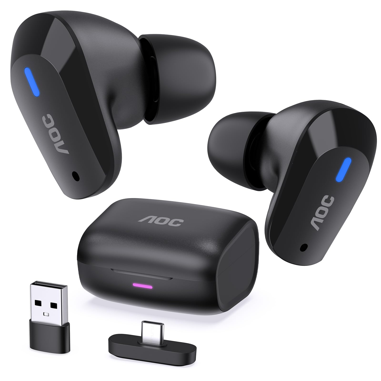 AOC Wireless Gaming Earbuds for PS5 PC Switch, 2.4GHz USB-C Dongle ACT3512