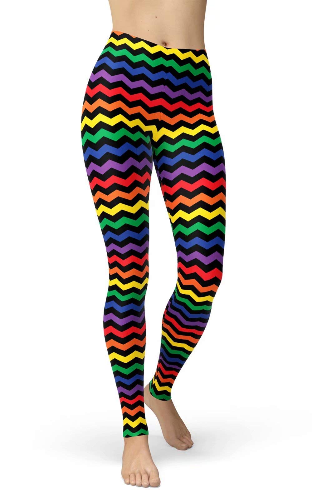 sissycos Women's 80s Leggings Buttery Soft Rainbow Stripes Printed Stretchy Pants