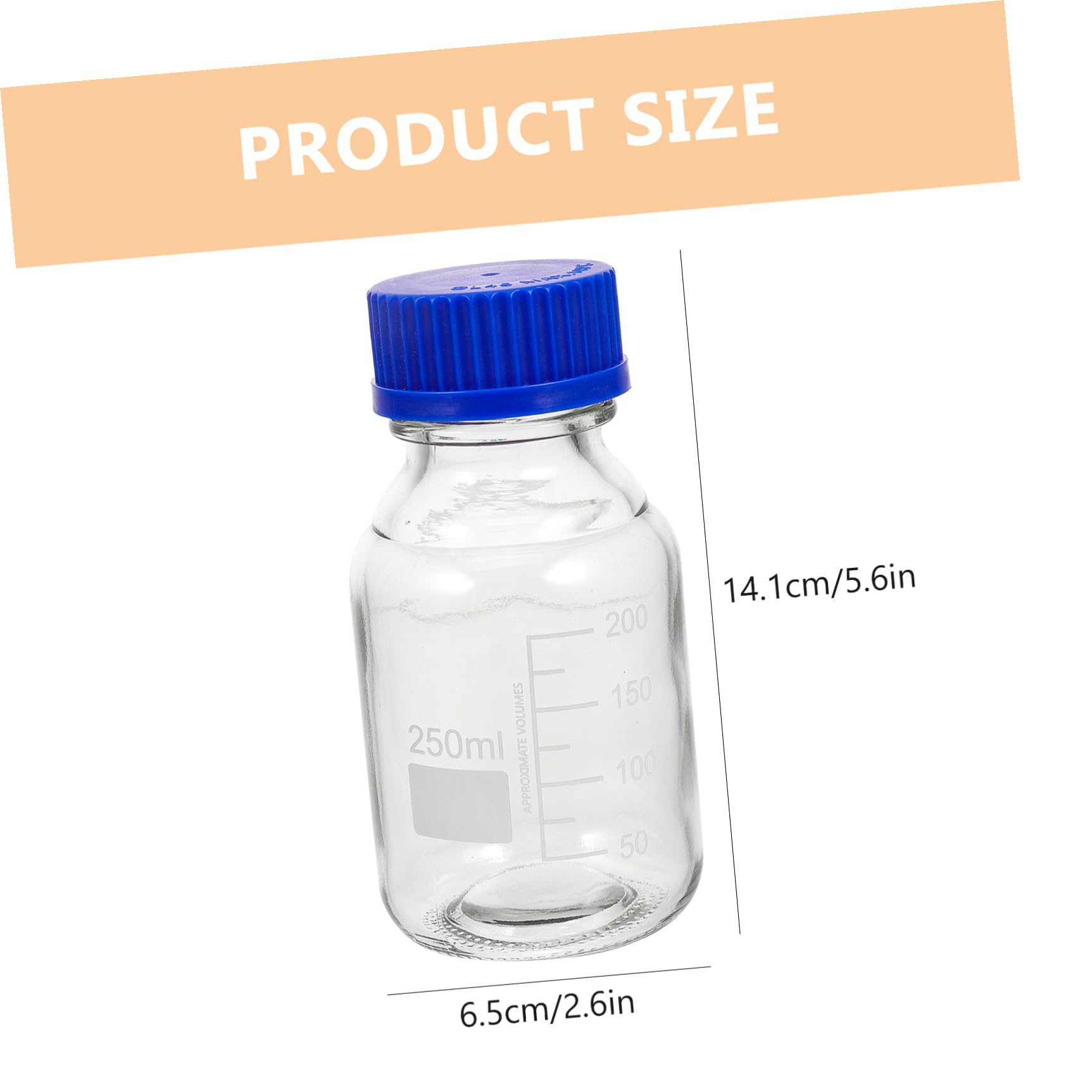 SOLUSTRE 4 Pezzi Bottiglie di Reagente in Vetro Blu con Tappo a Vite, Capacità 250ml, Design Graduato Leggero, per Applicazioni in Laboratorio e Aula