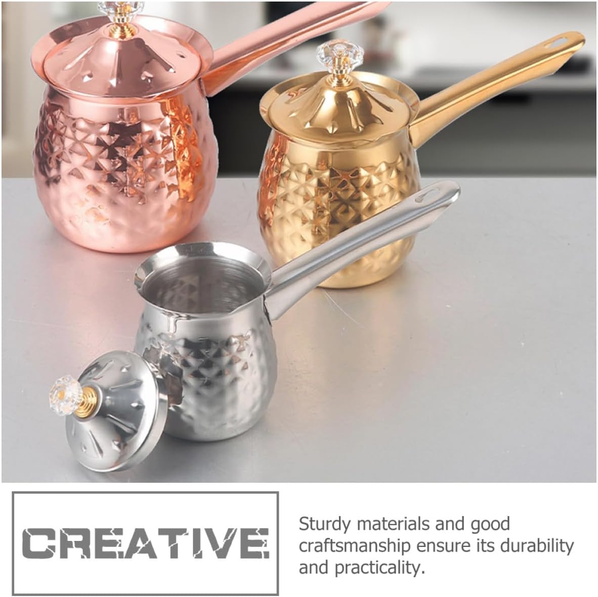 Luxshiny Stainless Steel Frothing Cup Multi-function Steaming Pitcher with Ergonomic Handle for Coffee Accessories Home Kitchen Office Use
