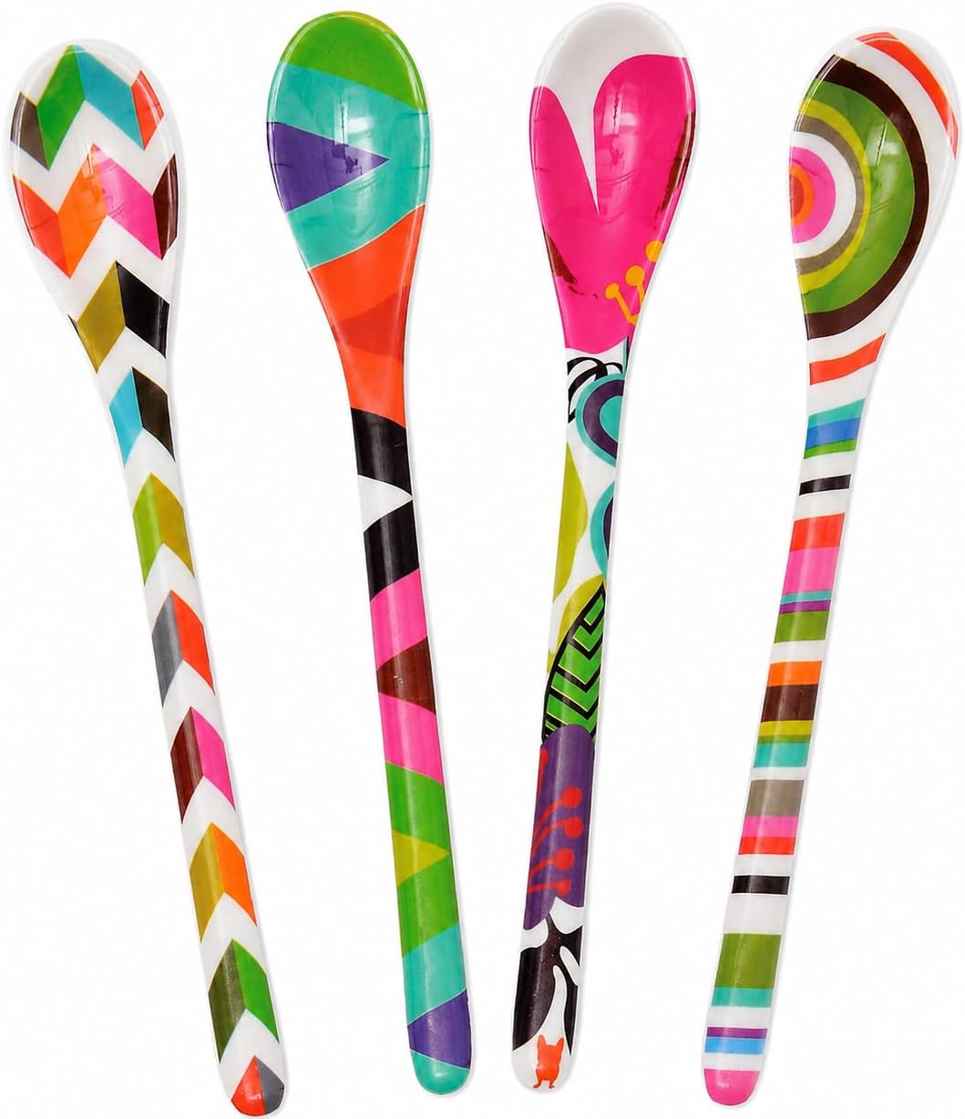 French Bull 7-Inch Melamine Dessert & Coffee Spoons Set of 4, Multi