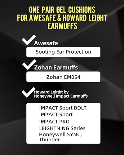 Miniatura 3 de Almohadillas de gel de repuesto G-1001 compatibles con Awesafe, orejeras Howard Leight, protección auditiva Gucho, Zohan EM054 Protector auditivo
