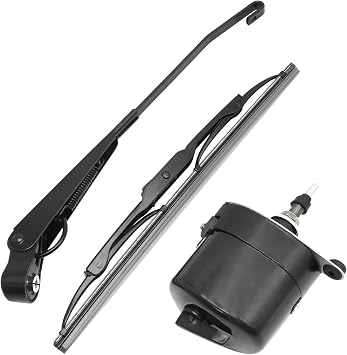 01287358 12V Wiper Motor with Arm and Blade, Universal Windscreen Wiper Motor, Front or Rear Car Wiper Motor for Tractor Fishing Boat ATV UTV, Replaces 773100001