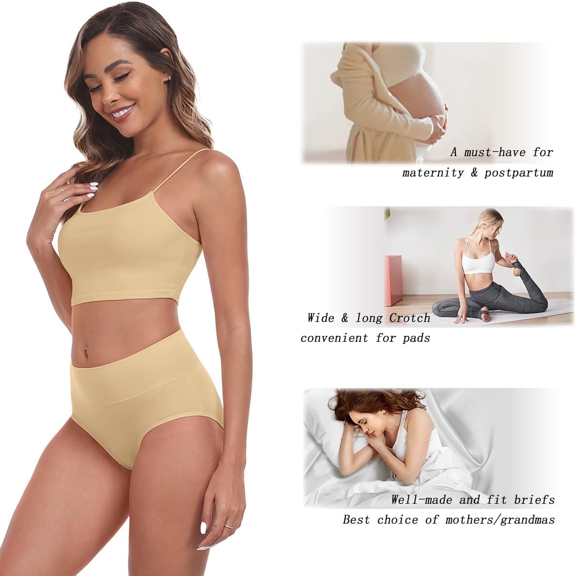 IWOLLENCE Womens Cotton Postpartum Underwear High Waisted Full Coverage Panties Plus Size & Regular - Image 4