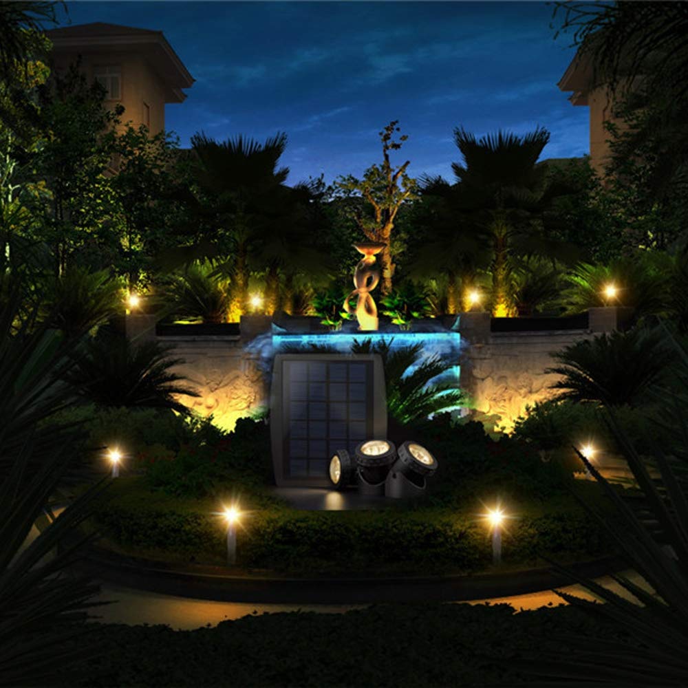 Luci per laghetto solare, faretti sommergibili per esterni, regolabili subacquee, colore RGB che cambia con 3 luci, quattro modalità di luce, impermeabile IP68, per prato, patio, giardino, piscina
