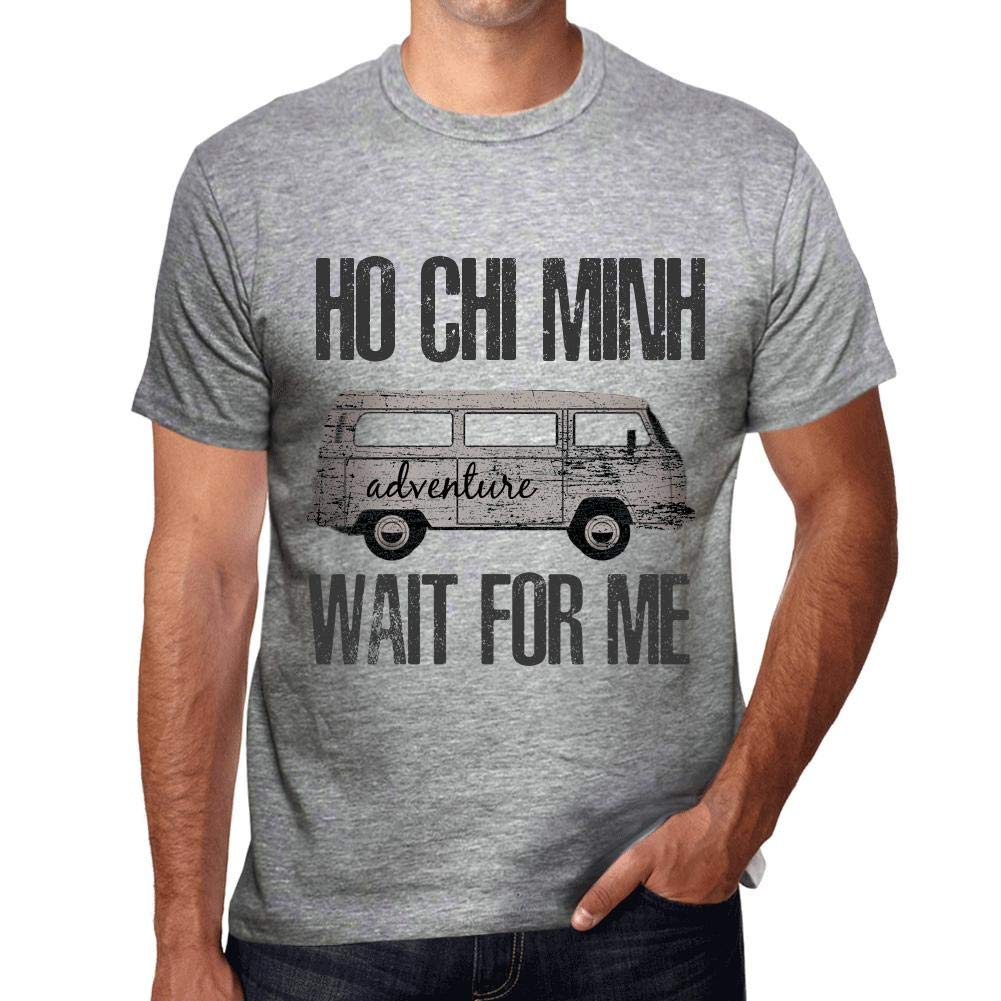 One In The City Men's Heather Grey Graphic T-Shirt Adventure Wait For Me In Ho Chi Minh Eco-Friendly Limited Edition Short Sleeve Tee-Shirt Vintage Birthday Gift Novelty 3XL