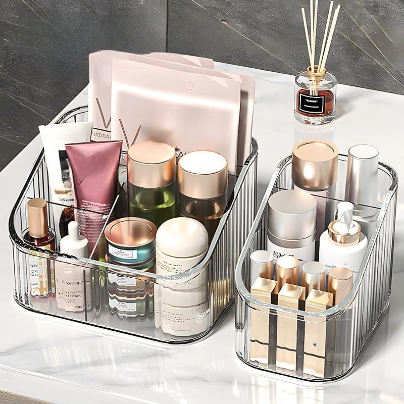 Miniatura 6 de Organizador de maquillaje acrílico con divisores  Soporte de almacenamiento de cosméticos ajustable para lápiz labial, sombra de ojos, polvo,