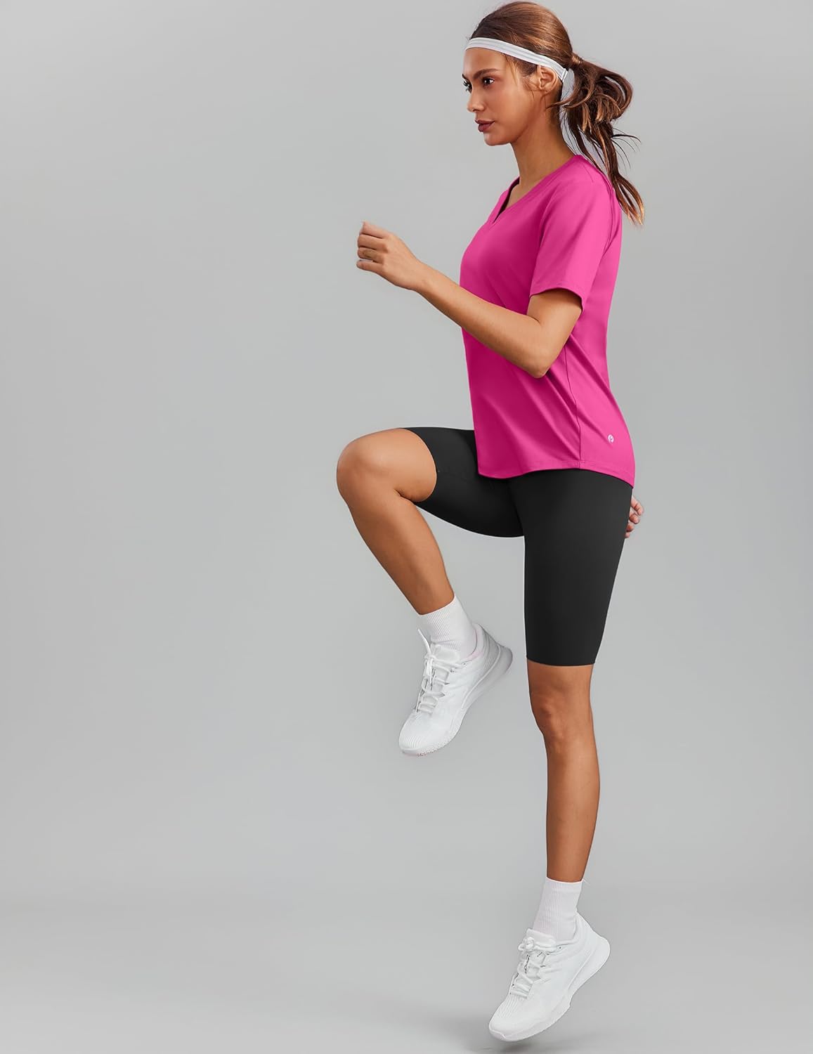 PINSPARK Soft Workout Tops for Women Short Sleeve V Neck Moisture Wicking UPF 50+ Sun Protection Quick Dry Gym Shirts - Image 6