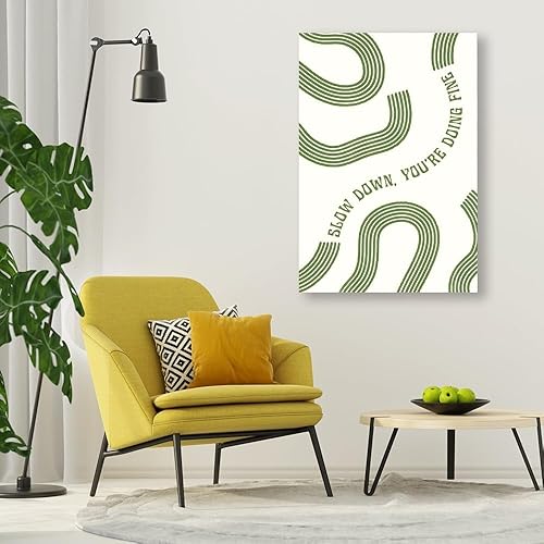 Miniatura 3 de Slow Down You're Doing Fine - Arte de pared retro minimalista con cita motivacional, póster musical inspirador de letras de canciones de mediados de