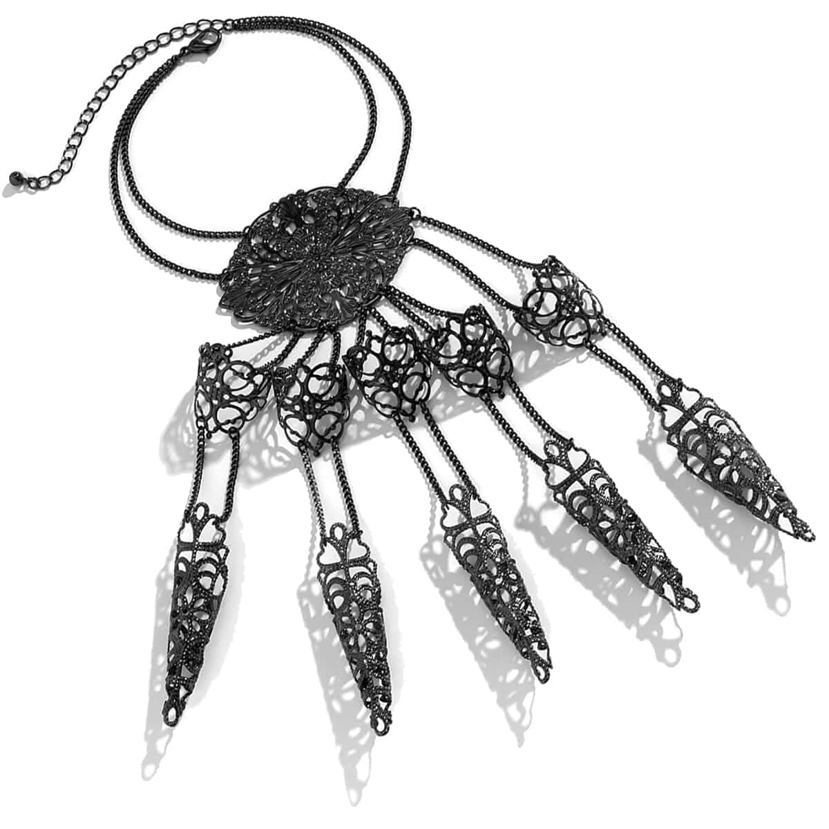 Cosplay Finger Extension Bracelet Nail Rings Jewelry Fingertip Finger Claws Halloween Gothic Jewelry Black Hand Chain Bracelet