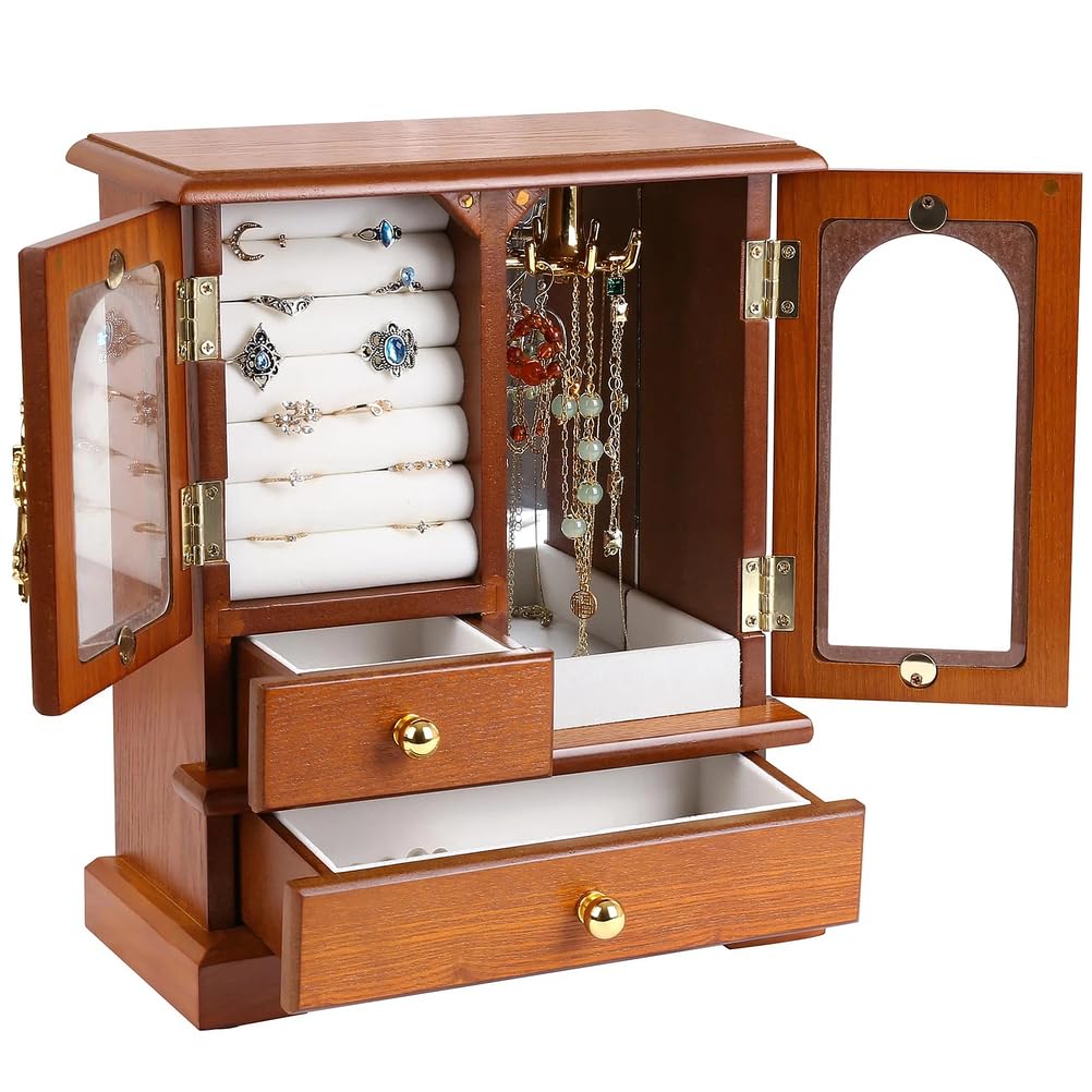 Boîte à bijoux en bois vintage organisateur de colliers