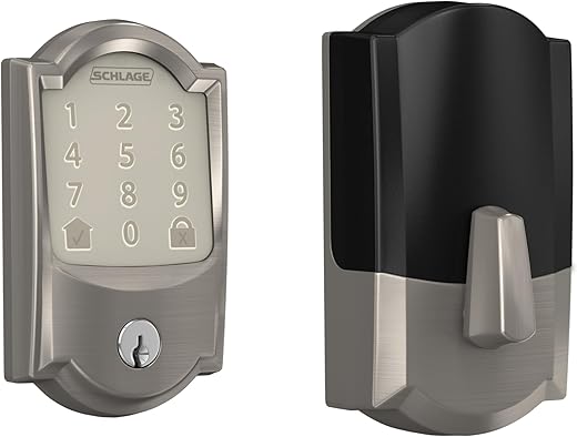 Schlage Encode Smart WiFi Deadbolt Lock for Front Door - Keyless Entry with App or Touchscreen - Works with Alexa, Hey Google, & Airbnb - Create Codes for Guests - Satin Nickel Silver