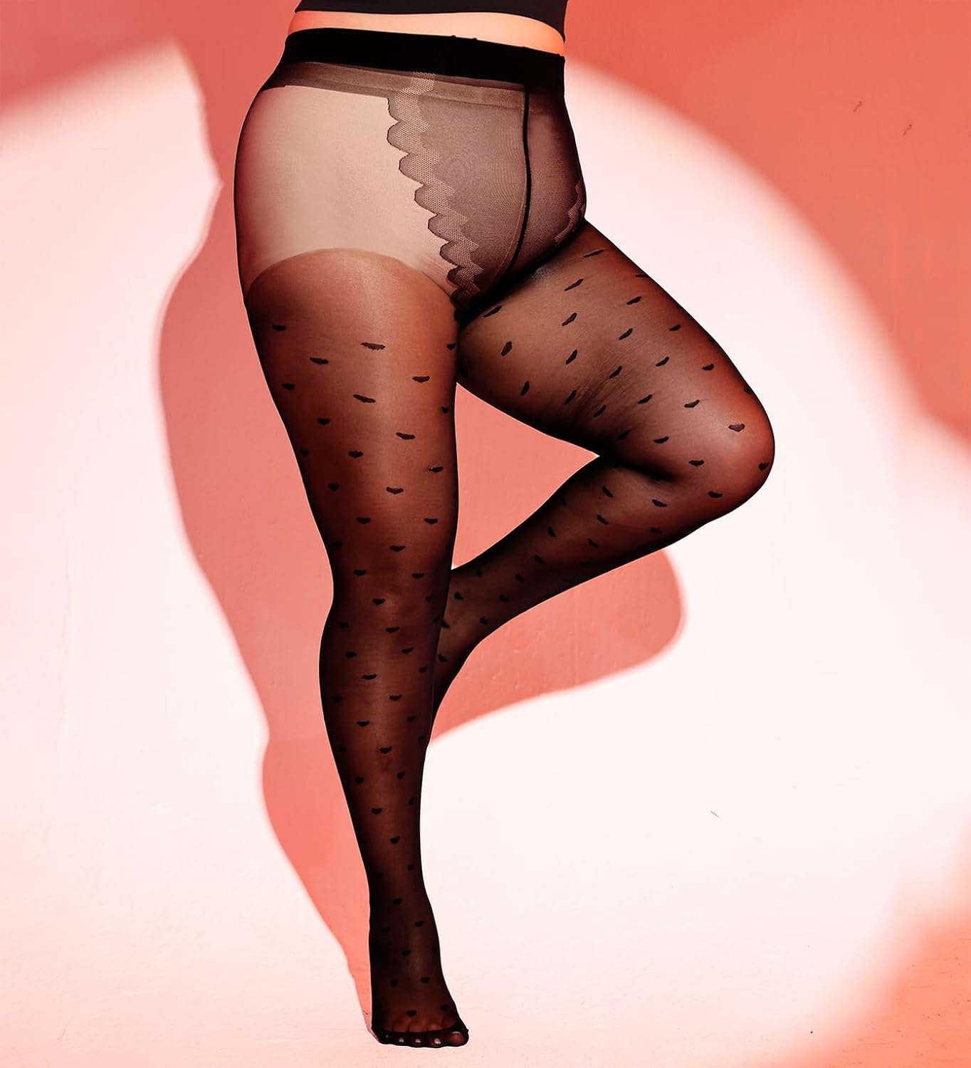 LUCKELF Cute Hearts Pattern Tights Multicolor Sheer Tights for Women Plus Size Lace Stockings - Image 4