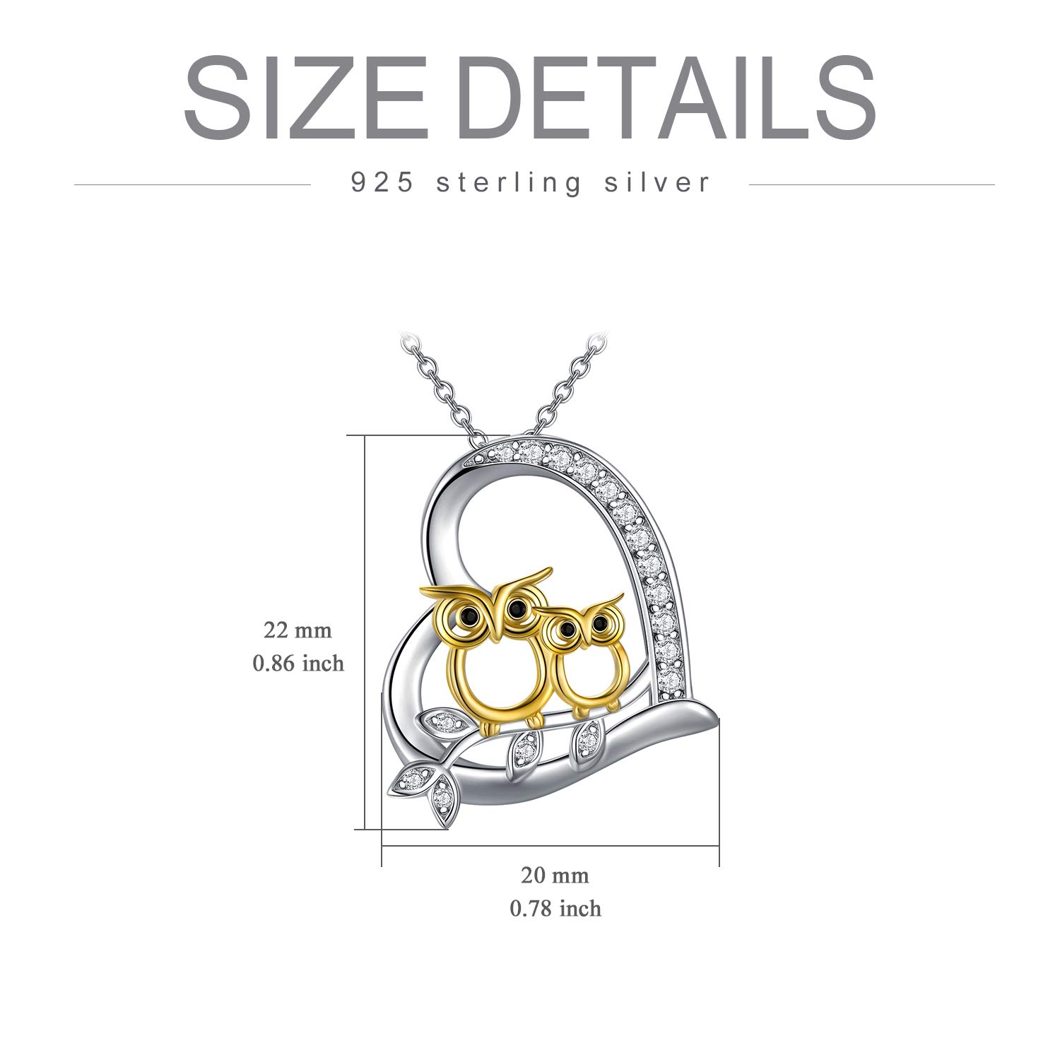 Collar con Colgante de Búho para Mujeres en Plata de Ley 925 Colgante de Corazón de Animales Joyas para Madre Regalo para el Día de la Madre Regalo de Cumpleaños para mamá