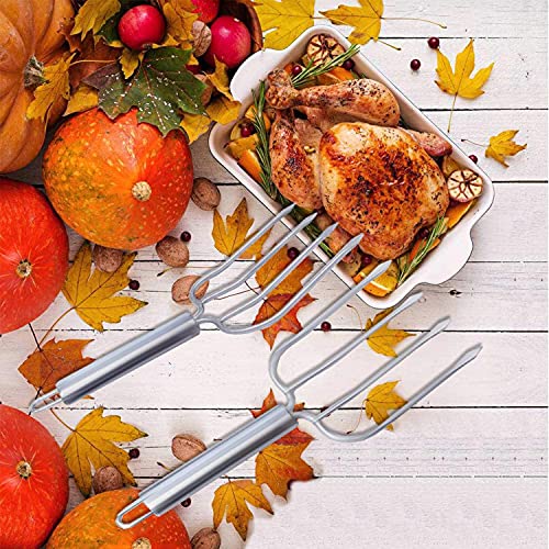 Stainless Steel Poultry Lifters Set Of 2.Meat Fork, Roaster Poultry Fork, Carving Forks, Transfer Chicken Or Ham Easily #TOP6