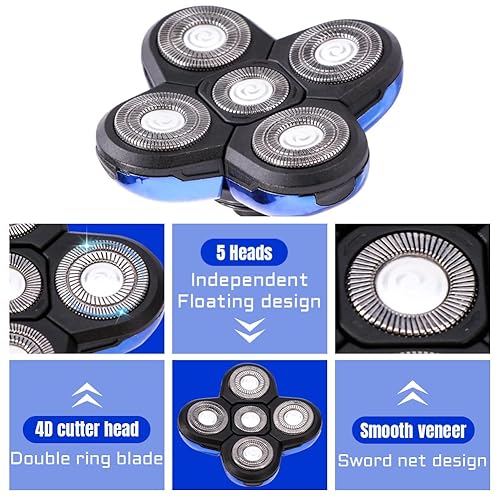 Miniatura 6 de Cabezales de cuchilla de afeitar, 5 cabezales, cuchilla de repuesto para cortador de barba, fácil de instalar, cabezal de afeitadora eléctrica para