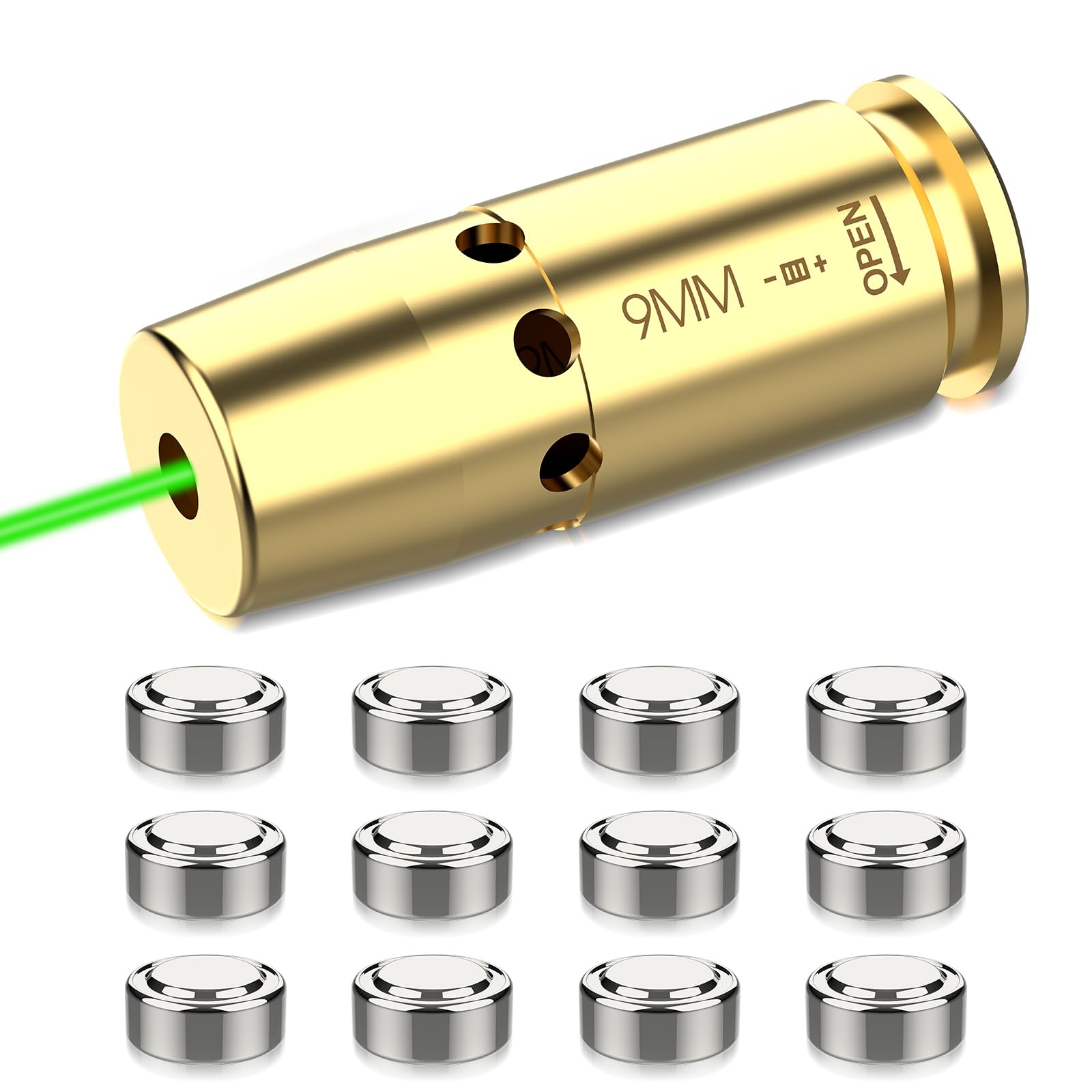 223/5.56mm/9mm/243/308win Green Laser Bore Sight with Extra Batteries for Scope Sighting and Zeroing Optics