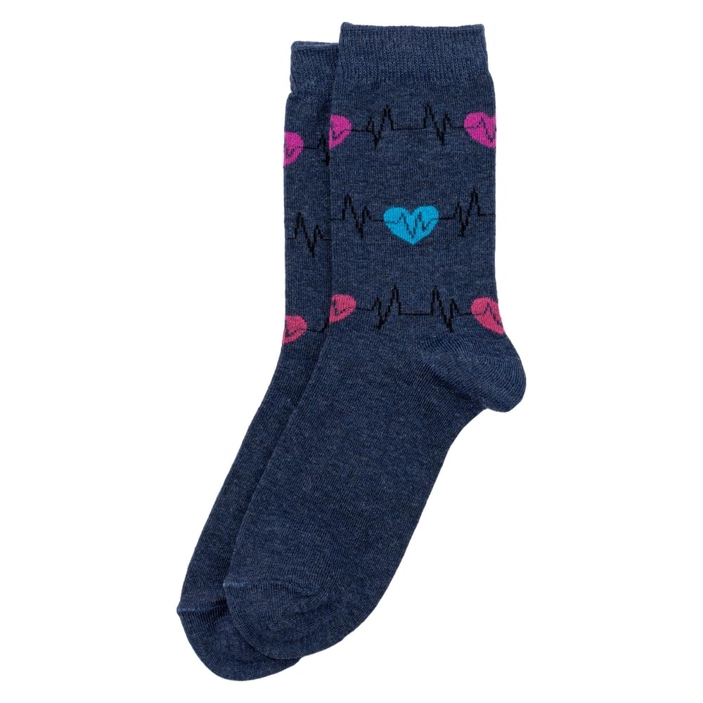 JOE COOL Unisex Cotton Heartbeat Socks in Navy