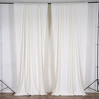 BalsaCircle 10 ft x 10 ft Cream Ivory Polyester Photography Backdrop Drapes Curtains Panels - Wedding Decorations Home Party Reception Supplies