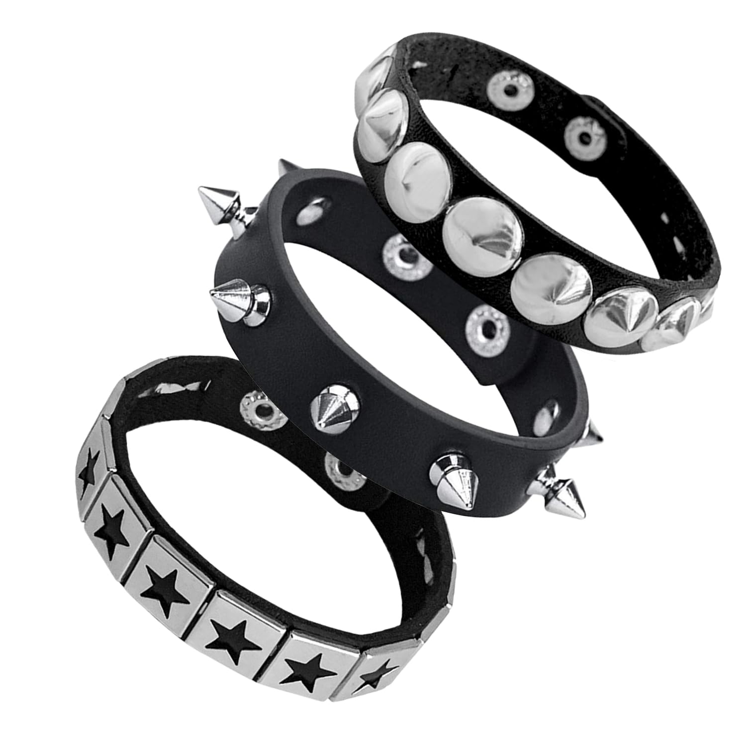 アクセサリー VINTAGE STUDS BRACELET Ulekuke 3 Pcs Punk Rock Studded Bracelet Set Spiked Leather Cuff