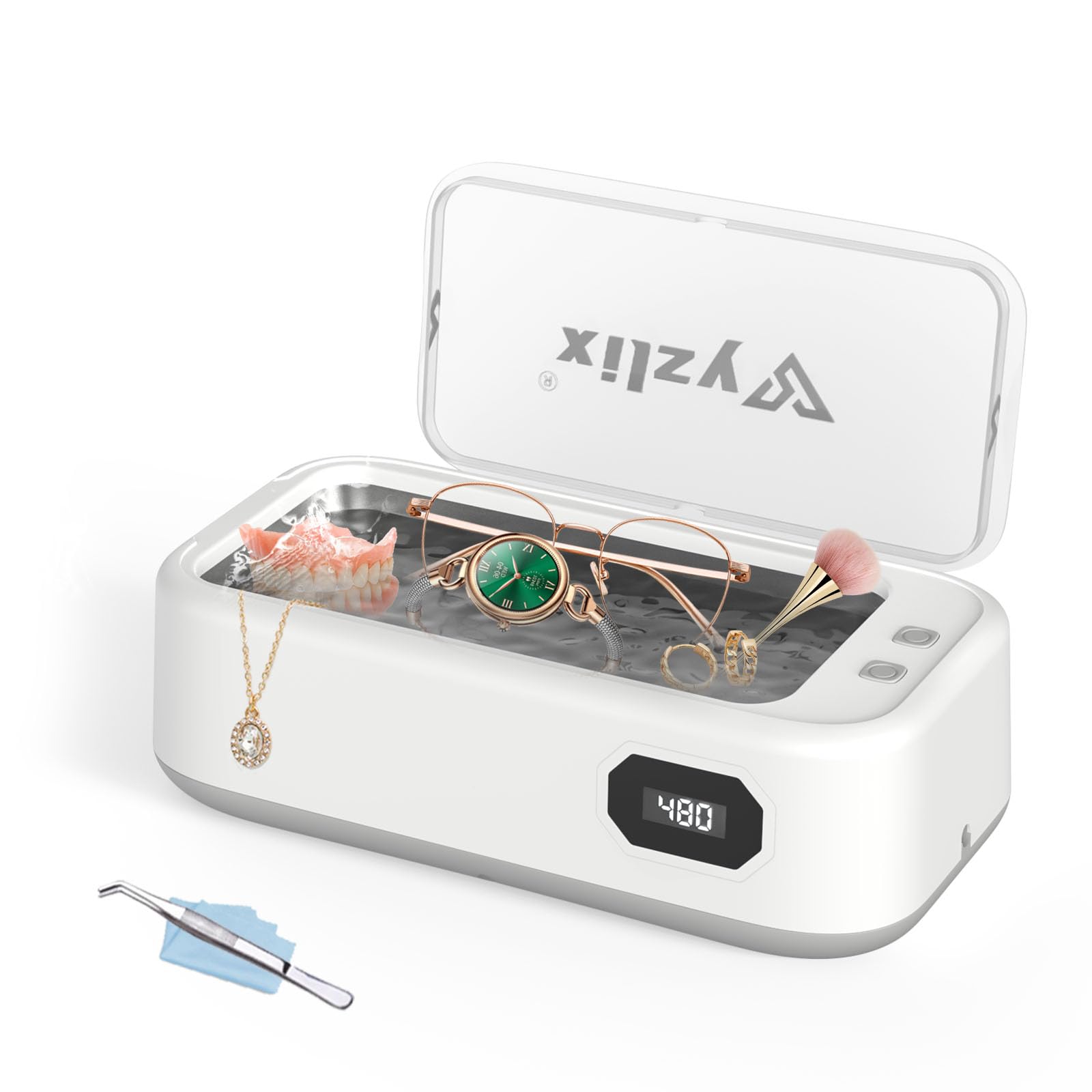 Nettoyeur Ultrasons, 49 kHz Ultrasonic Cleaner, Bac à Ultrason Pour Lunettes 5 Modes de Nettoyage, 640ml Nettoyeur Ultrason Bijoux, Nettoyage Lunettes, Prothèses Dentaires, Bijoux