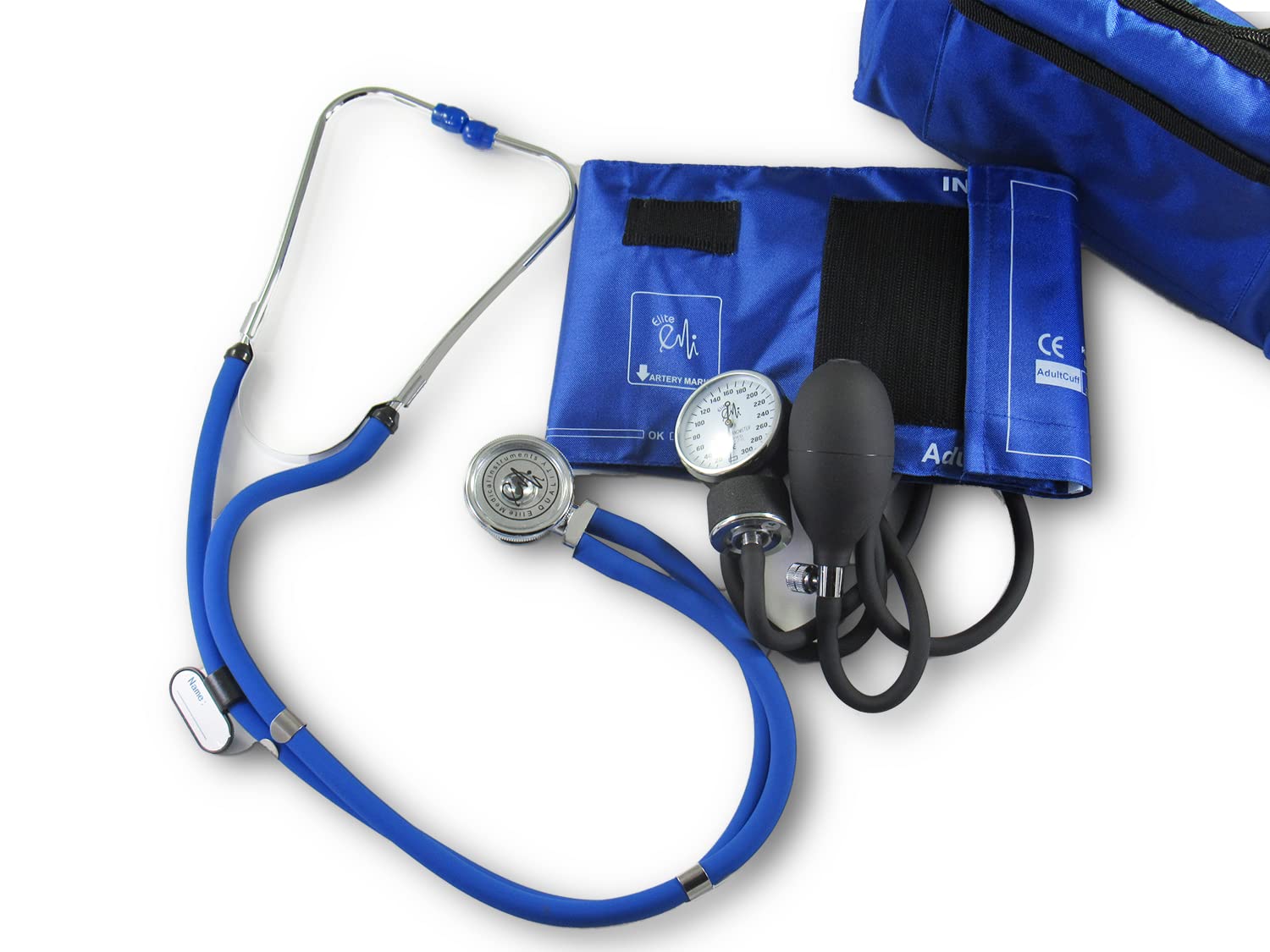 EMI Burgundy 330 Sprague Rappaport Stethoscope and Aneroid Sphygmomanometer Manual Blood Pressure Set Kit